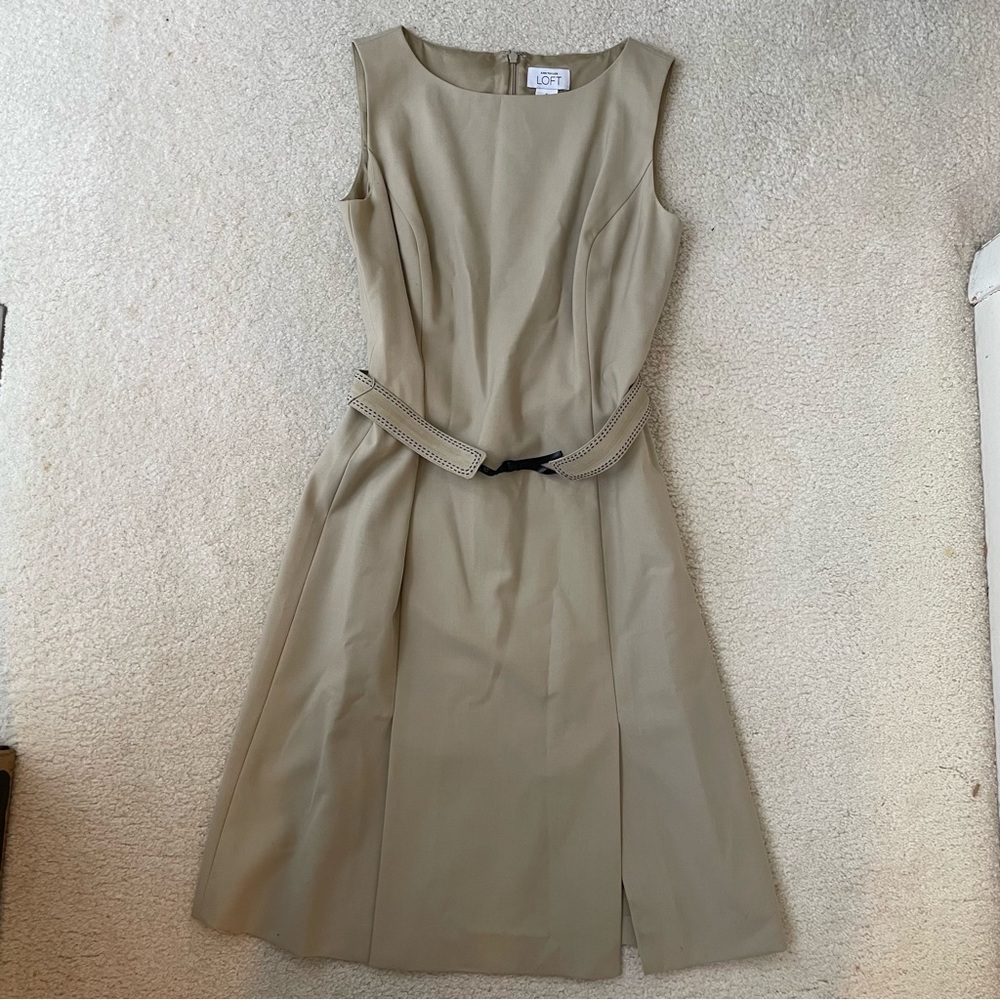 Ann Taylor LOFT Cream/Light Tan Sleeveless Dress